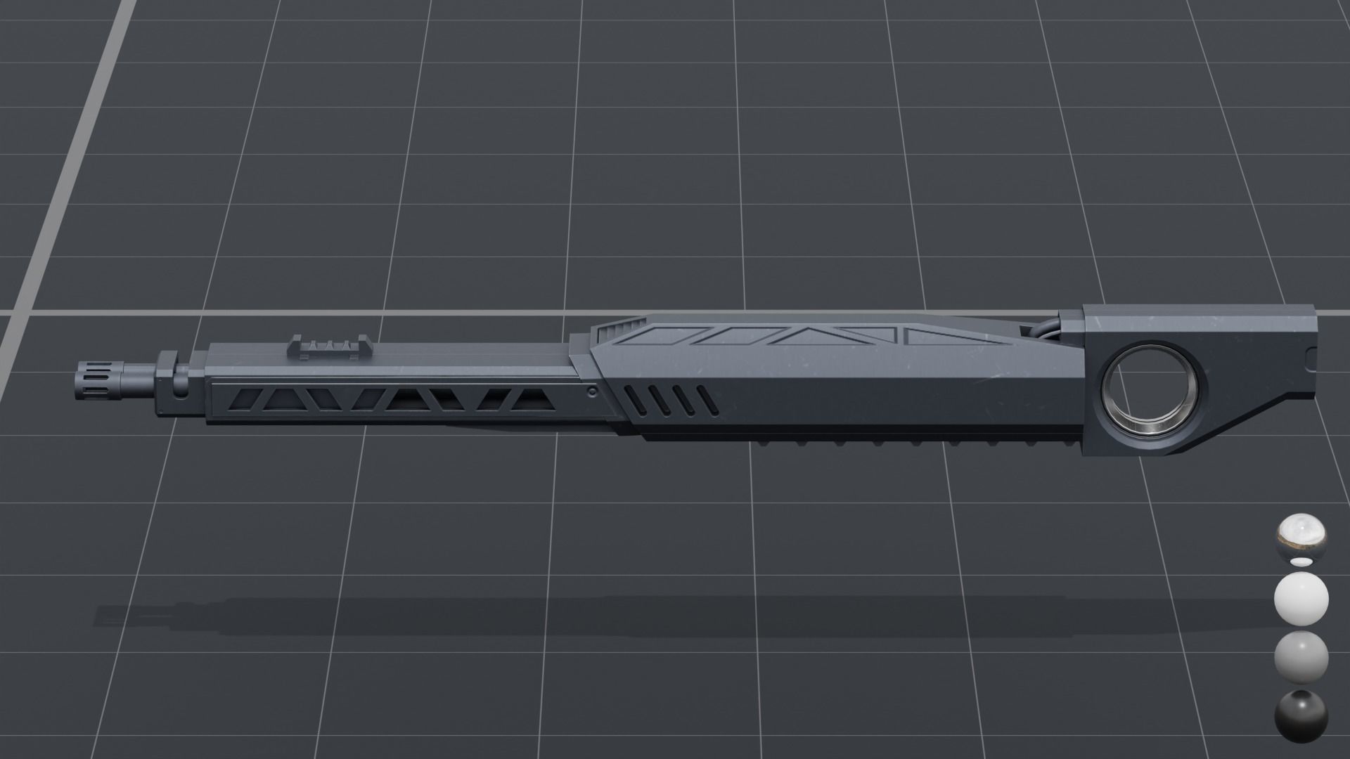 Twin barrel  sci-fi auto cannon Low-poly 3D model_9