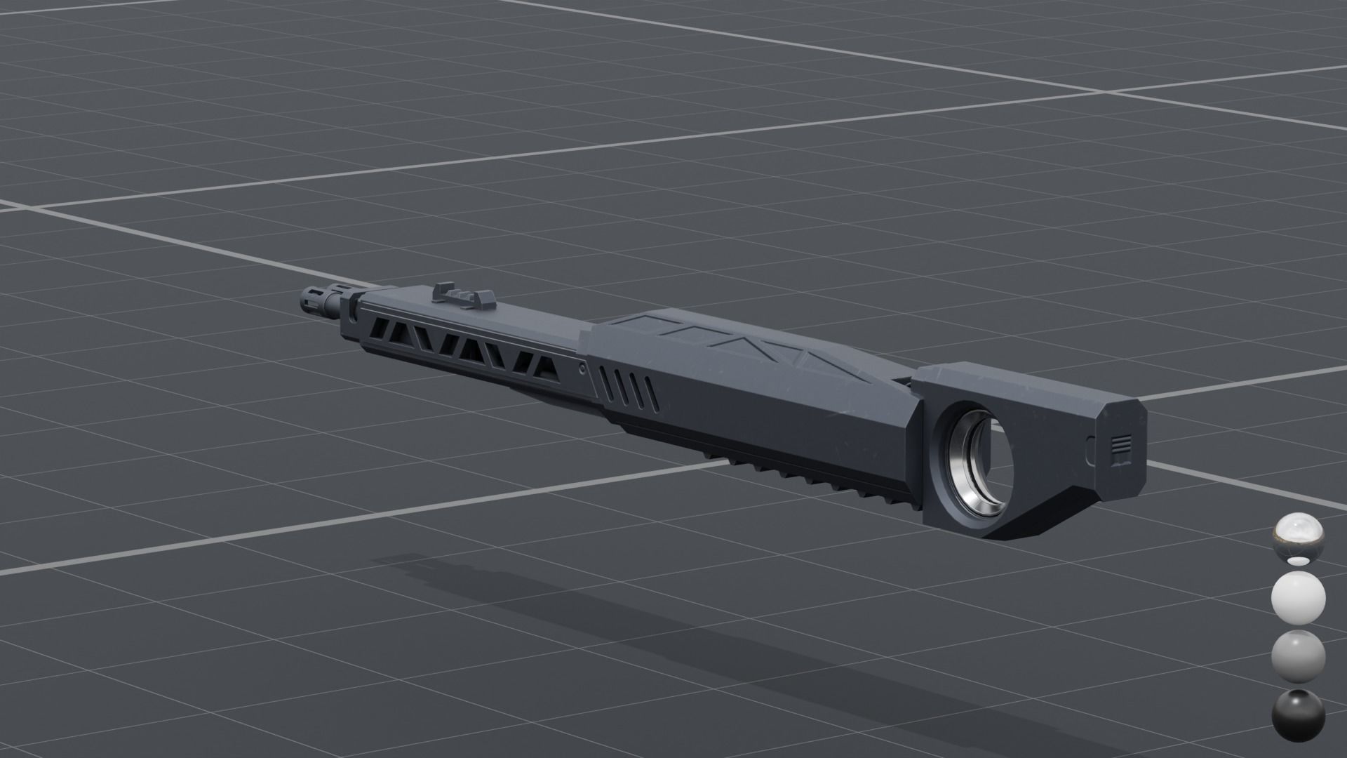 Twin barrel  sci-fi auto cannon Low-poly 3D model_7