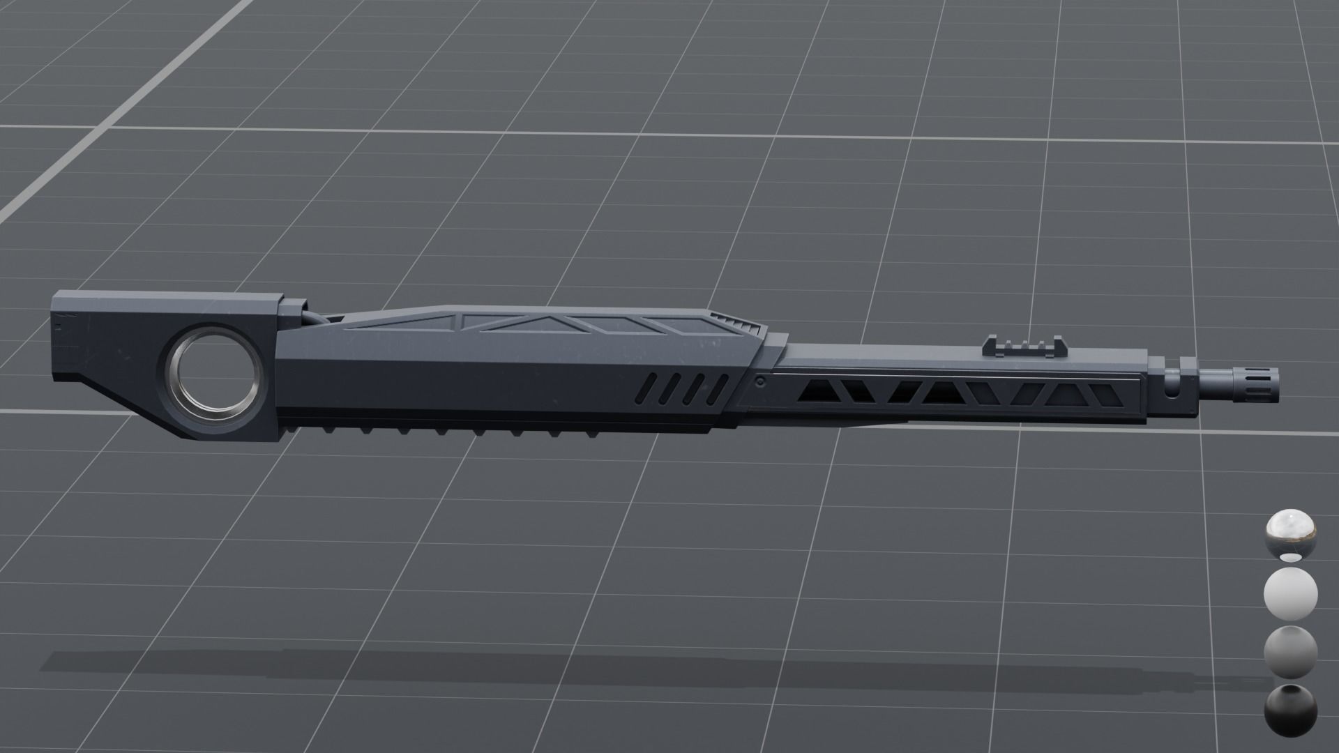 Twin barrel  sci-fi auto cannon Low-poly 3D model_10