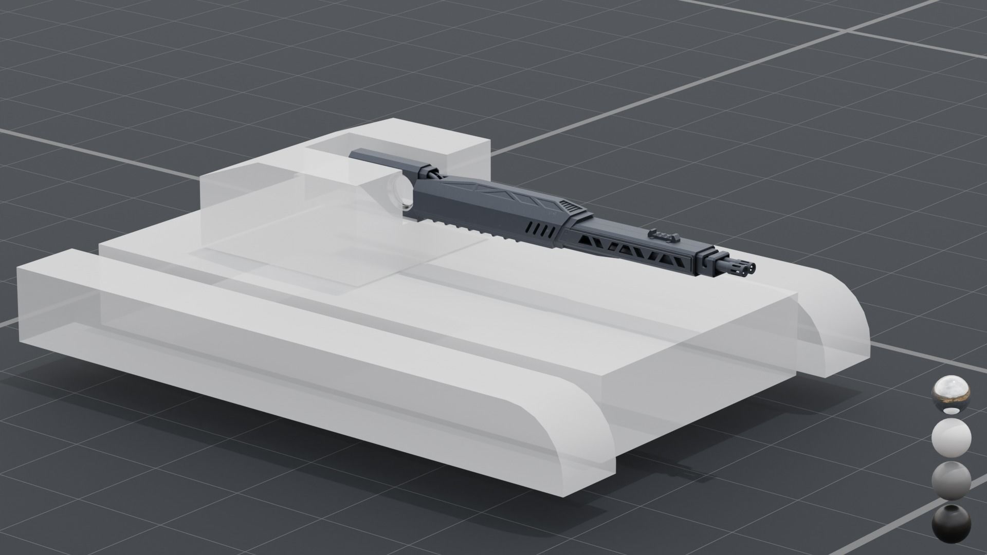 Twin barrel  sci-fi auto cannon Low-poly 3D model_4