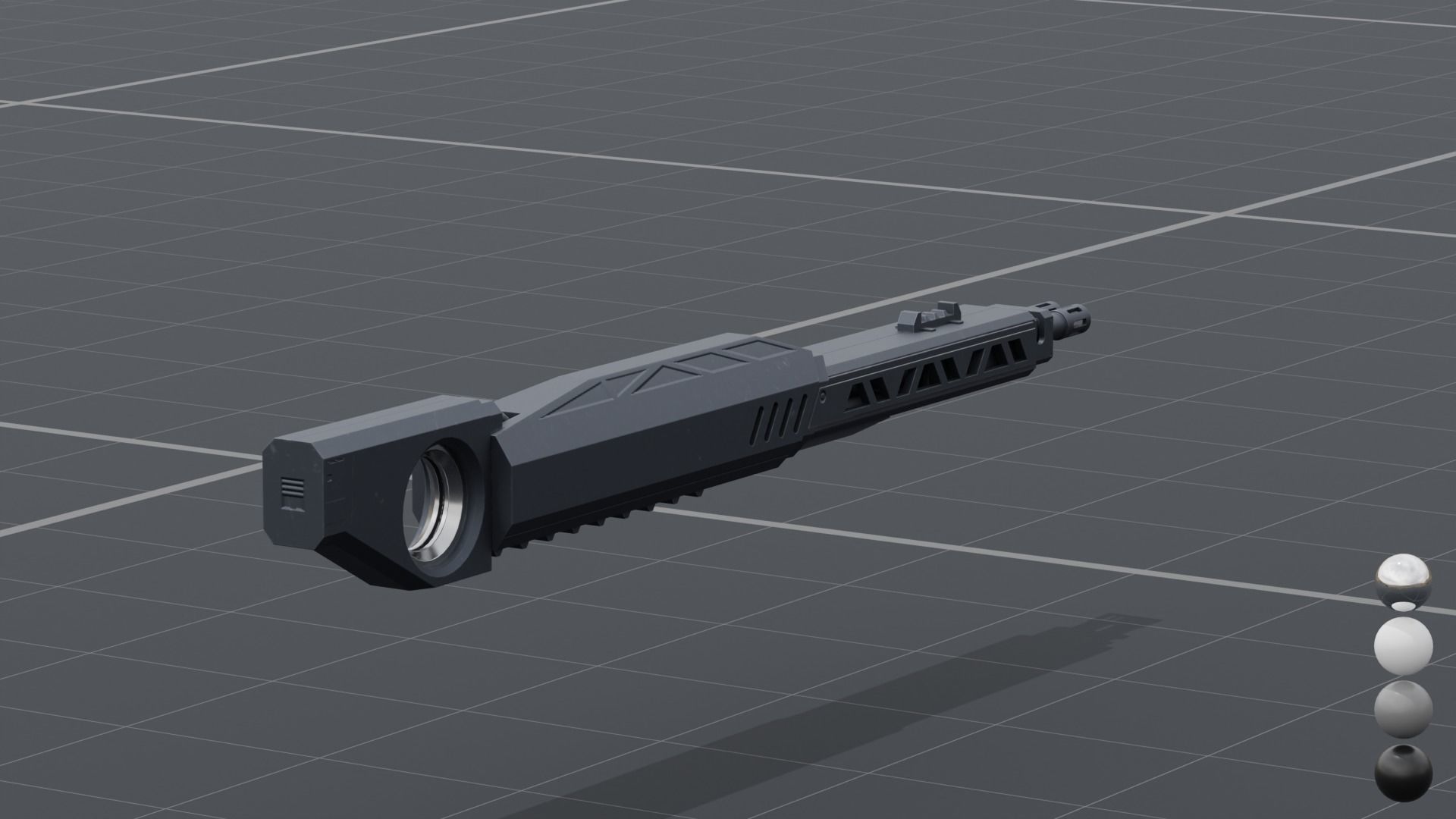 Twin barrel  sci-fi auto cannon Low-poly 3D model_6