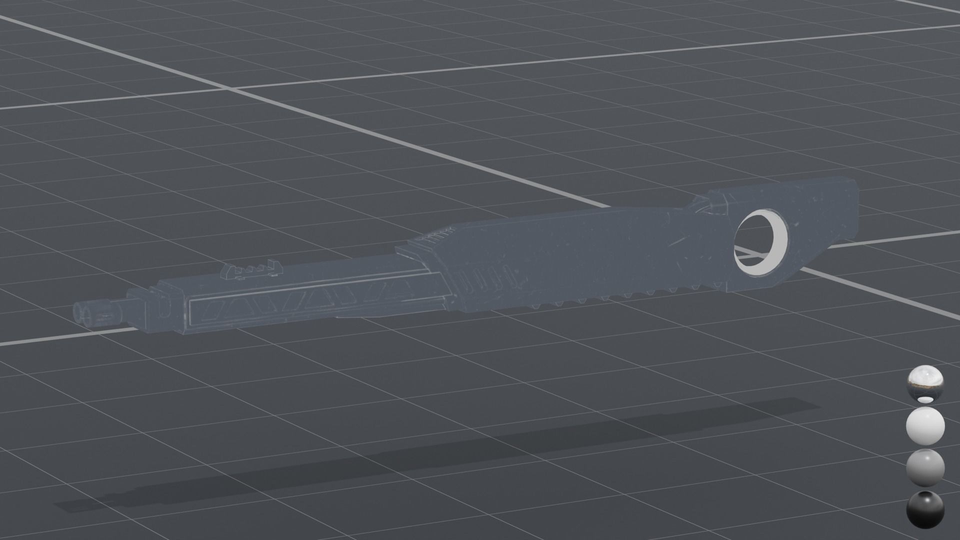 Twin barrel  sci-fi auto cannon Low-poly 3D model_17