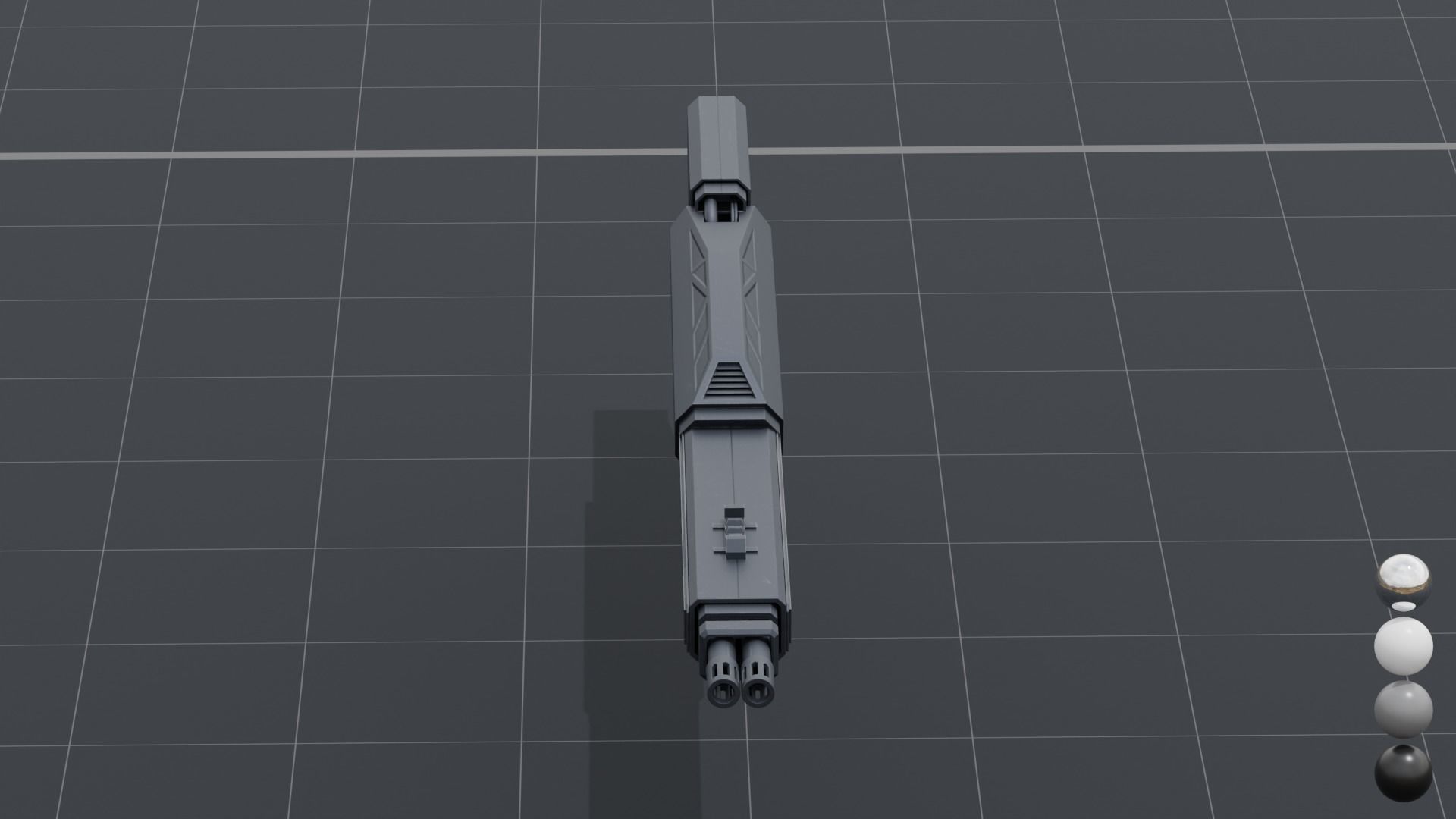 Twin barrel  sci-fi auto cannon Low-poly 3D model_8