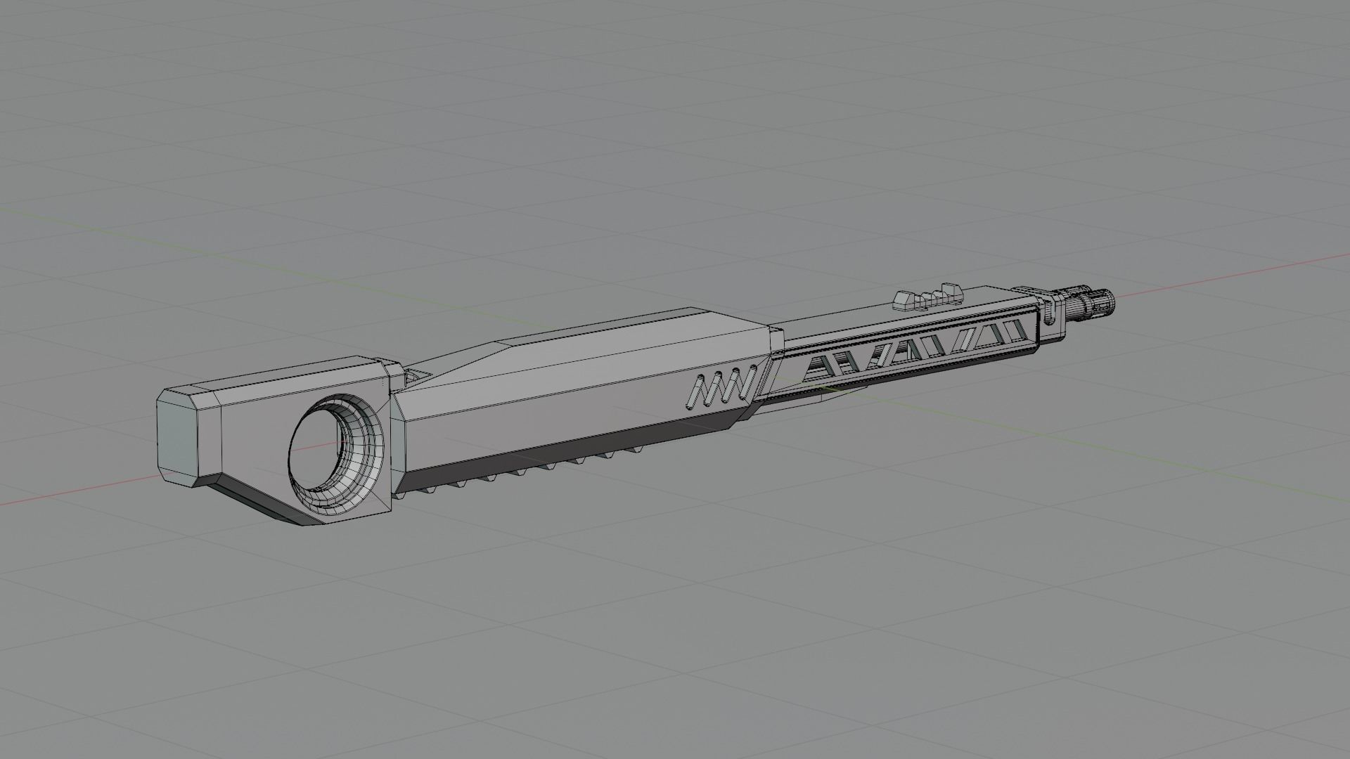 Twin barrel  sci-fi auto cannon Low-poly 3D model_14