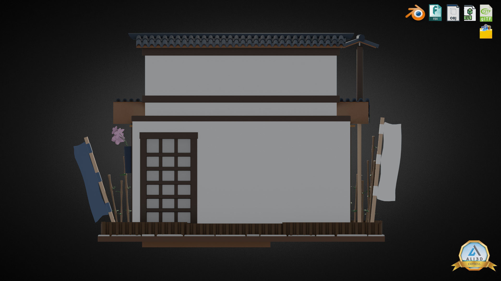 Stylized Japanese Restaurant Low-poly 3D model_9