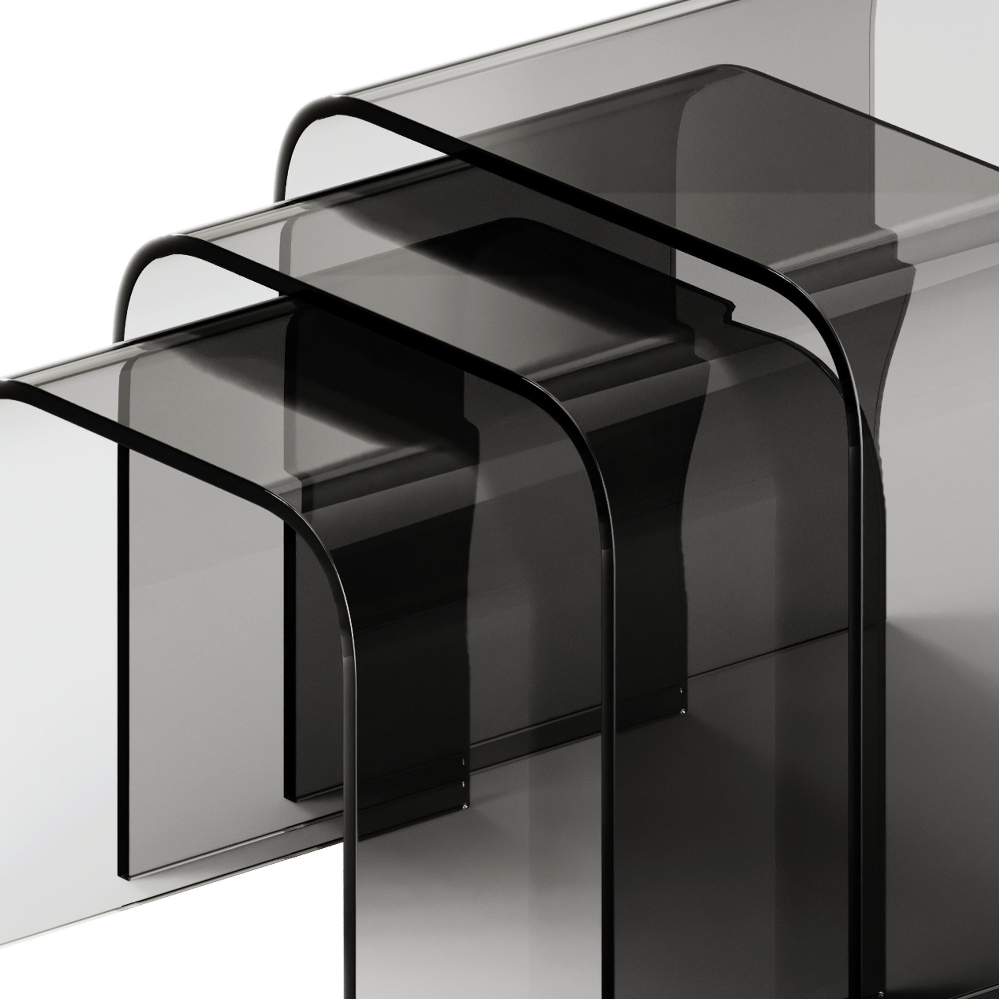 Tonin Casa ANEMONE Glass coffee tables Set 3D model_3