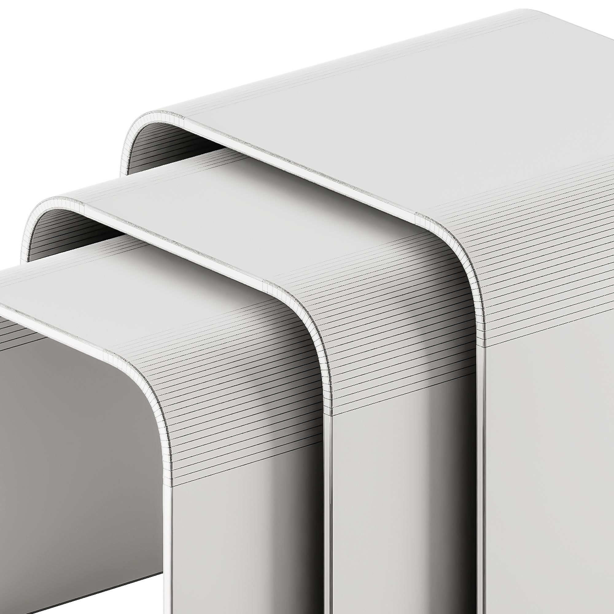 Tonin Casa ANEMONE Glass coffee tables Set 3D model_5