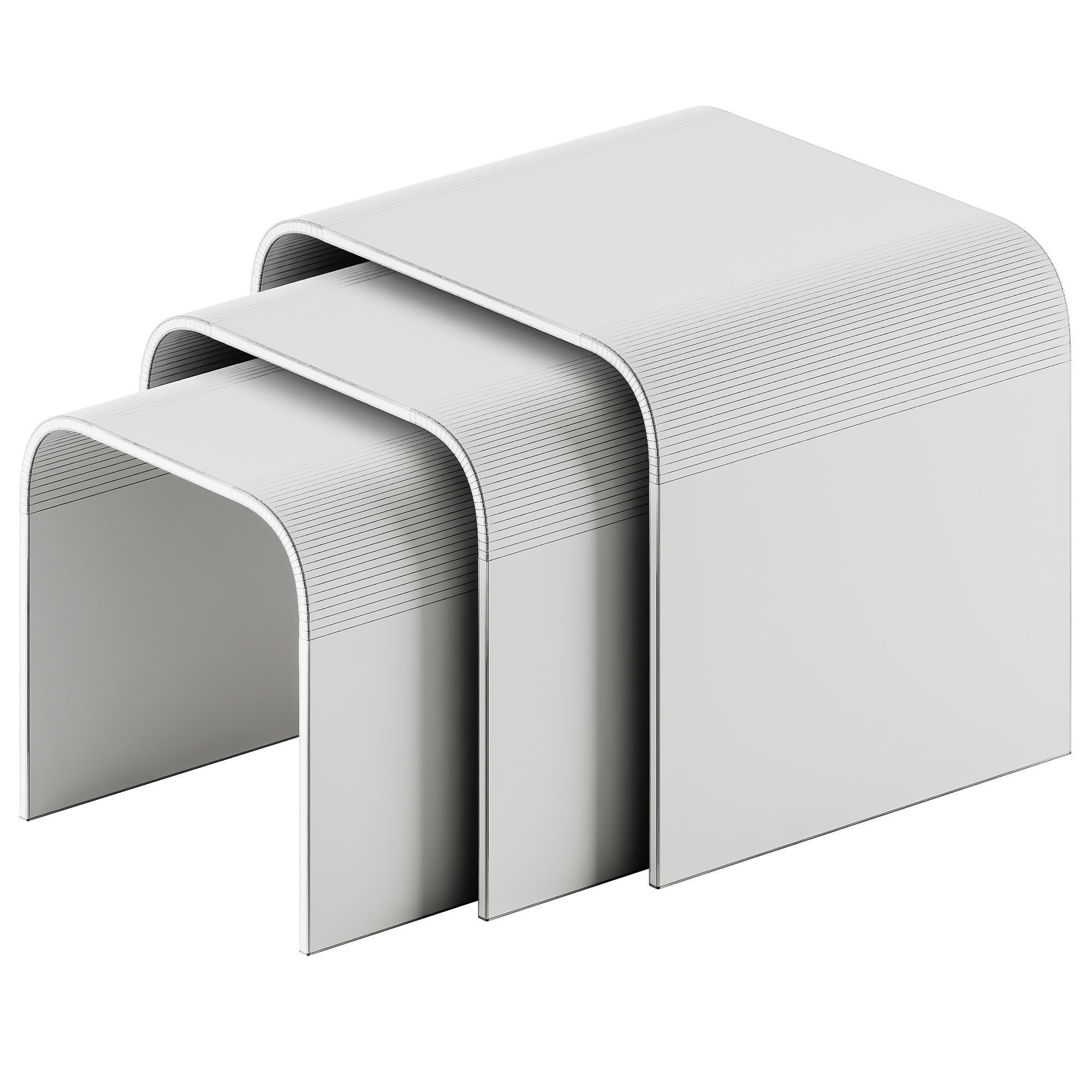 Tonin Casa ANEMONE Glass coffee tables Set 3D model_4