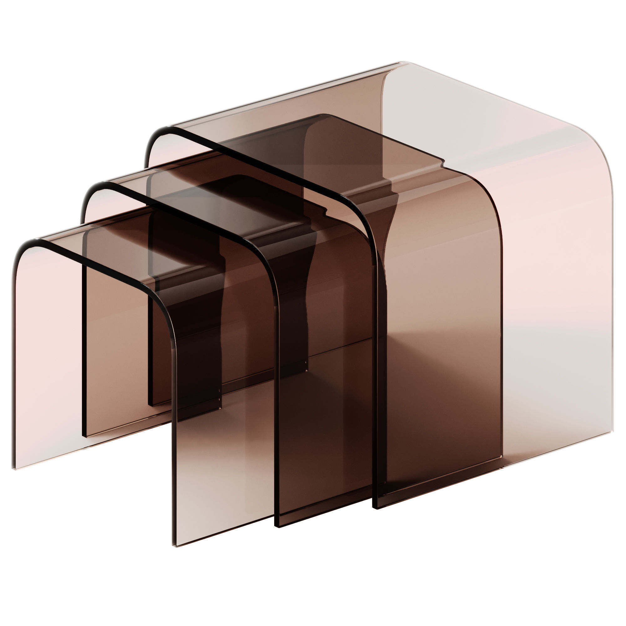 Tonin Casa ANEMONE Glass coffee tables Set 3D model_2