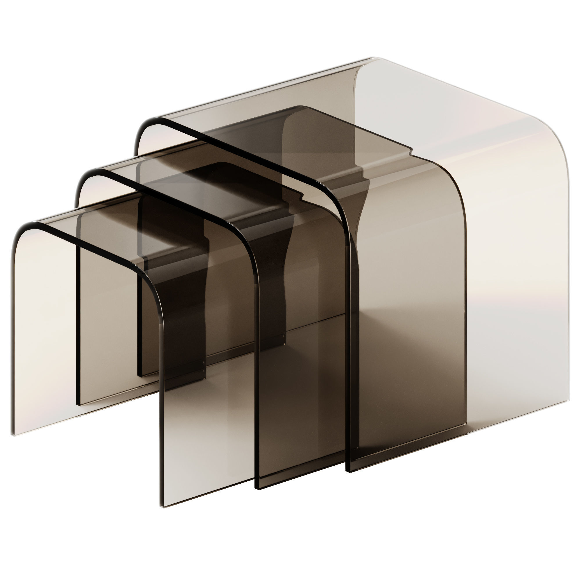 Tonin Casa ANEMONE Glass coffee tables Set 3D model_1