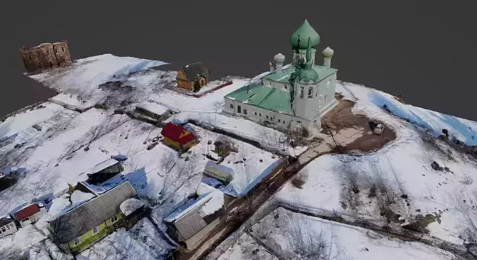 Church and Village Photoscan 3D model