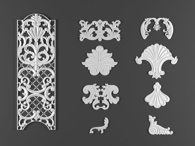 9 ornamental classic decoration 3d model kitbash vol 28 3D model
