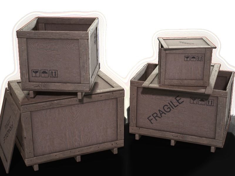 Plywood crates with cover lids - 3D VR  AR  game ready  Low-poly 3D model_38