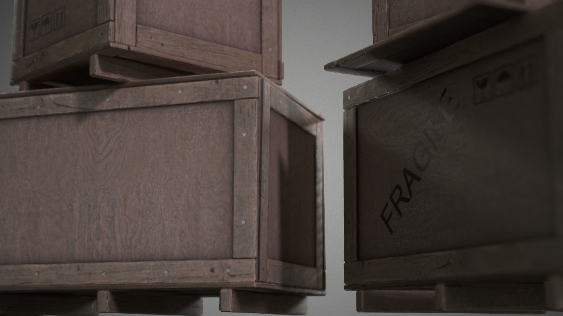 Plywood crates with cover lids - 3D VR  AR  game ready  Low-poly 3D model_34