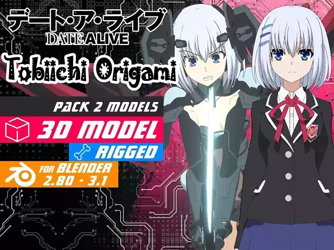 Pack Tobiichi Origami - 3D Model Blender Low-poly 3D model Pack Tobiichi Origami - 3D Model Blender Low-poly 3D model