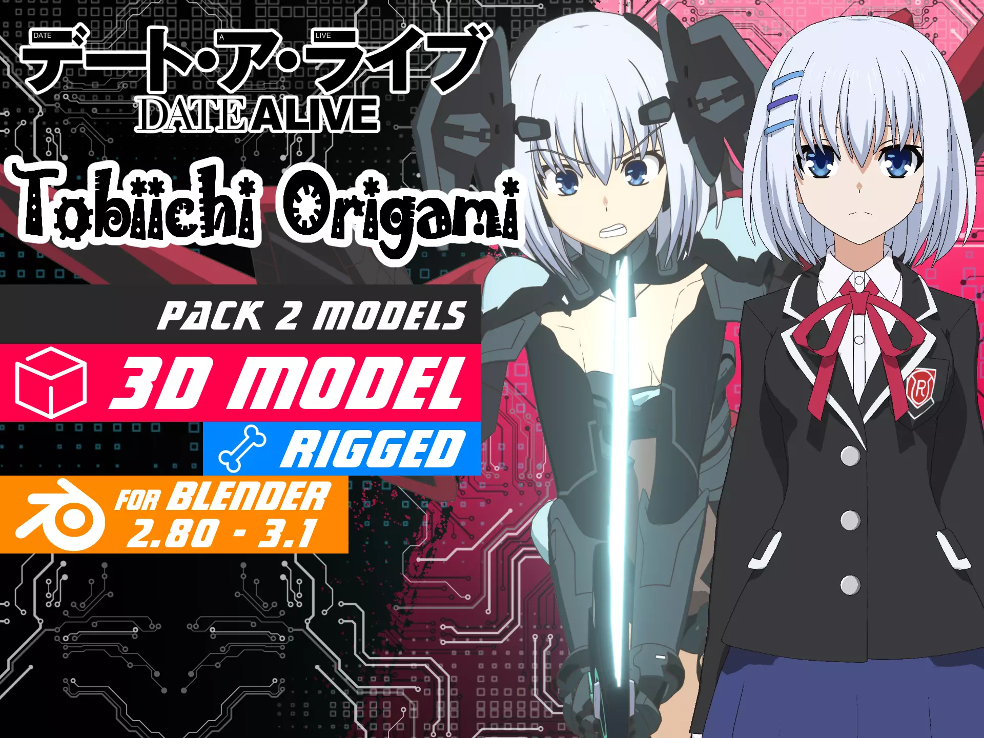 Pack Tobiichi Origami - 3D Model Blender Low-poly 3D model_0