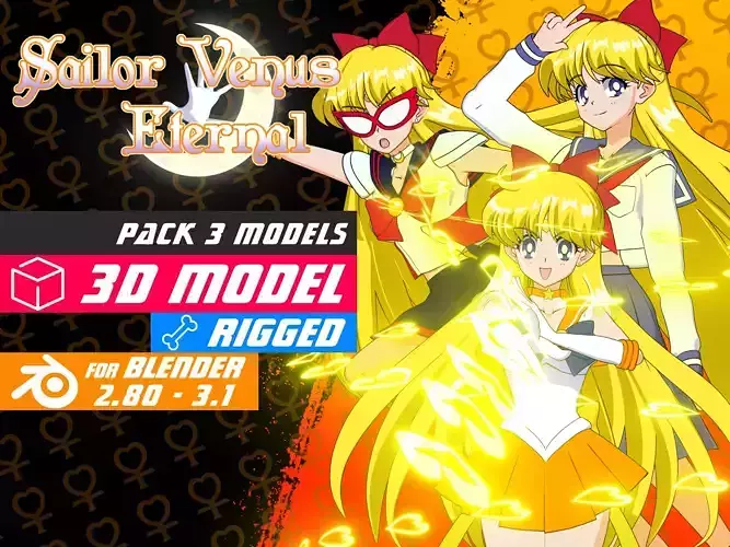 Pack Sailor Venus Eternal - 3D Model Blender Low-poly 3D model