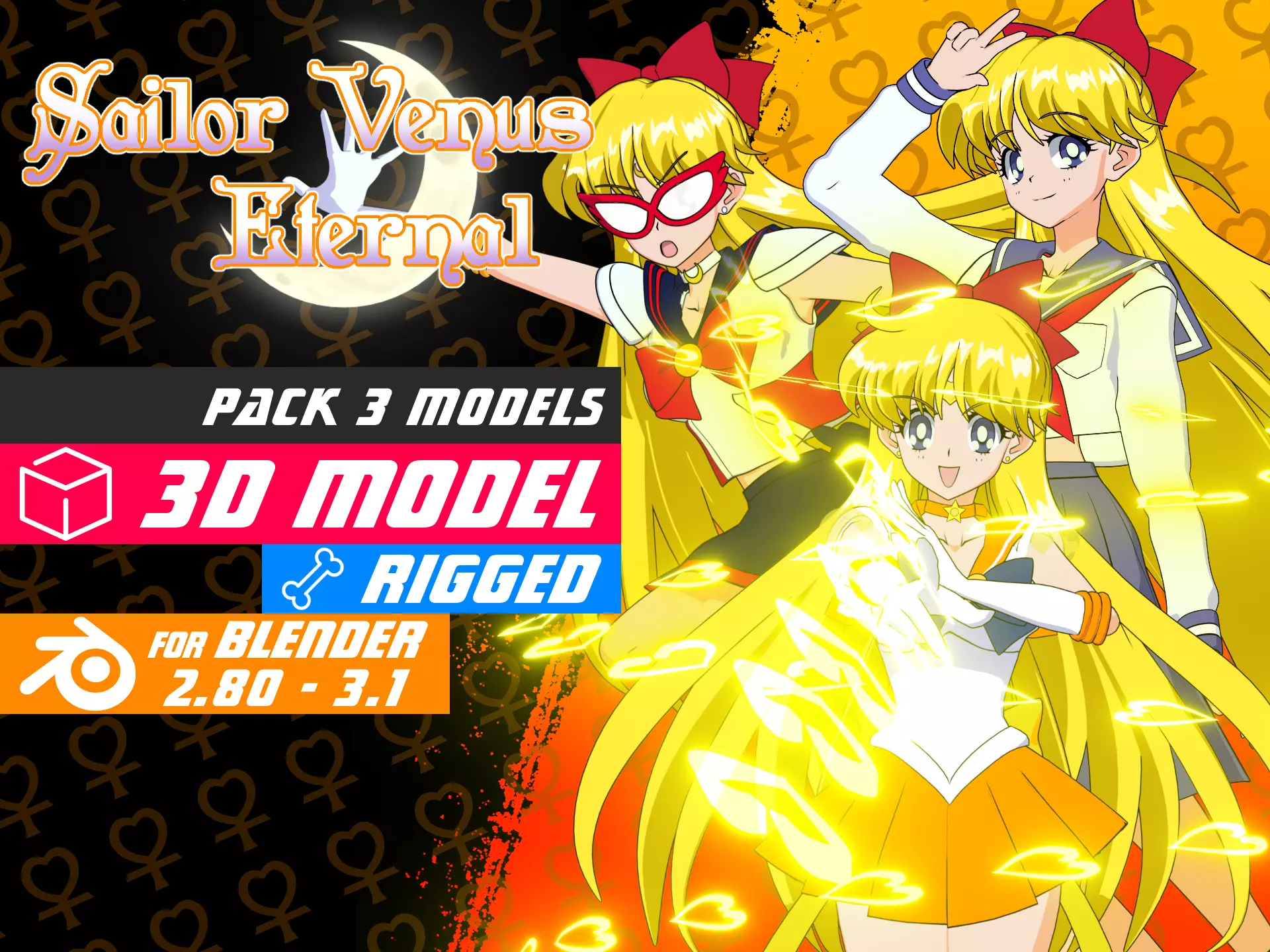 Pack Sailor Venus Eternal - 3D Model Blender Low-poly 3D model_0