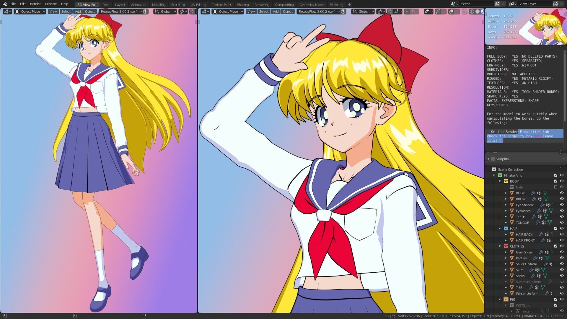 Pack Sailor Venus Eternal - 3D Model Blender Low-poly 3D model_46