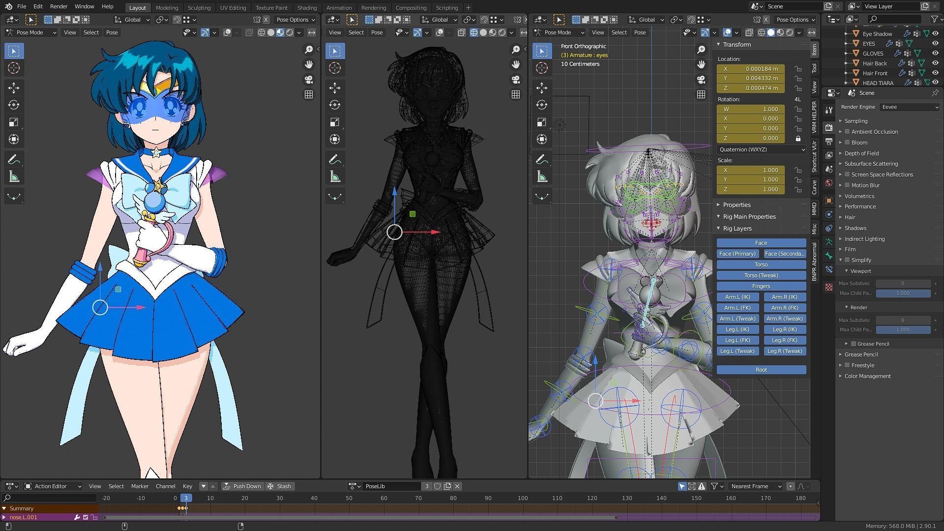 Sailor Mercury Eternal - 3D Model Blender Low-poly 3D model_1