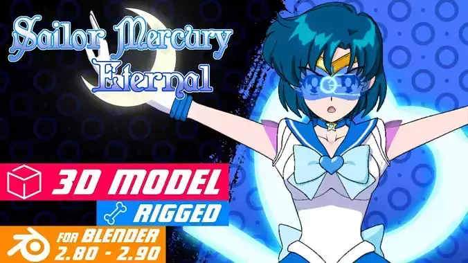 Sailor Mercury Eternal - 3D Model Blender Low-poly 3D model Sailor Mercury Eternal - 3D Model Blender Low-poly 3D model