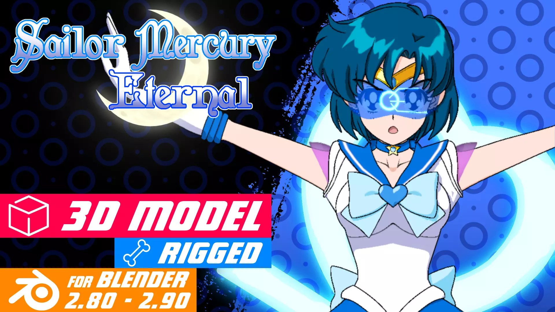 Sailor Mercury Eternal - 3D Model Blender Low-poly 3D model_0