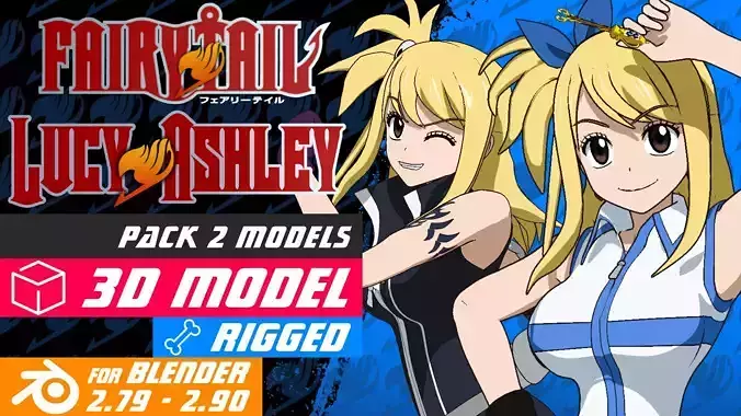 Pack Lucy Heartfilia - 3D model blender Low-poly 3D model Pack Lucy Heartfilia - 3D model blender Low-poly 3D model