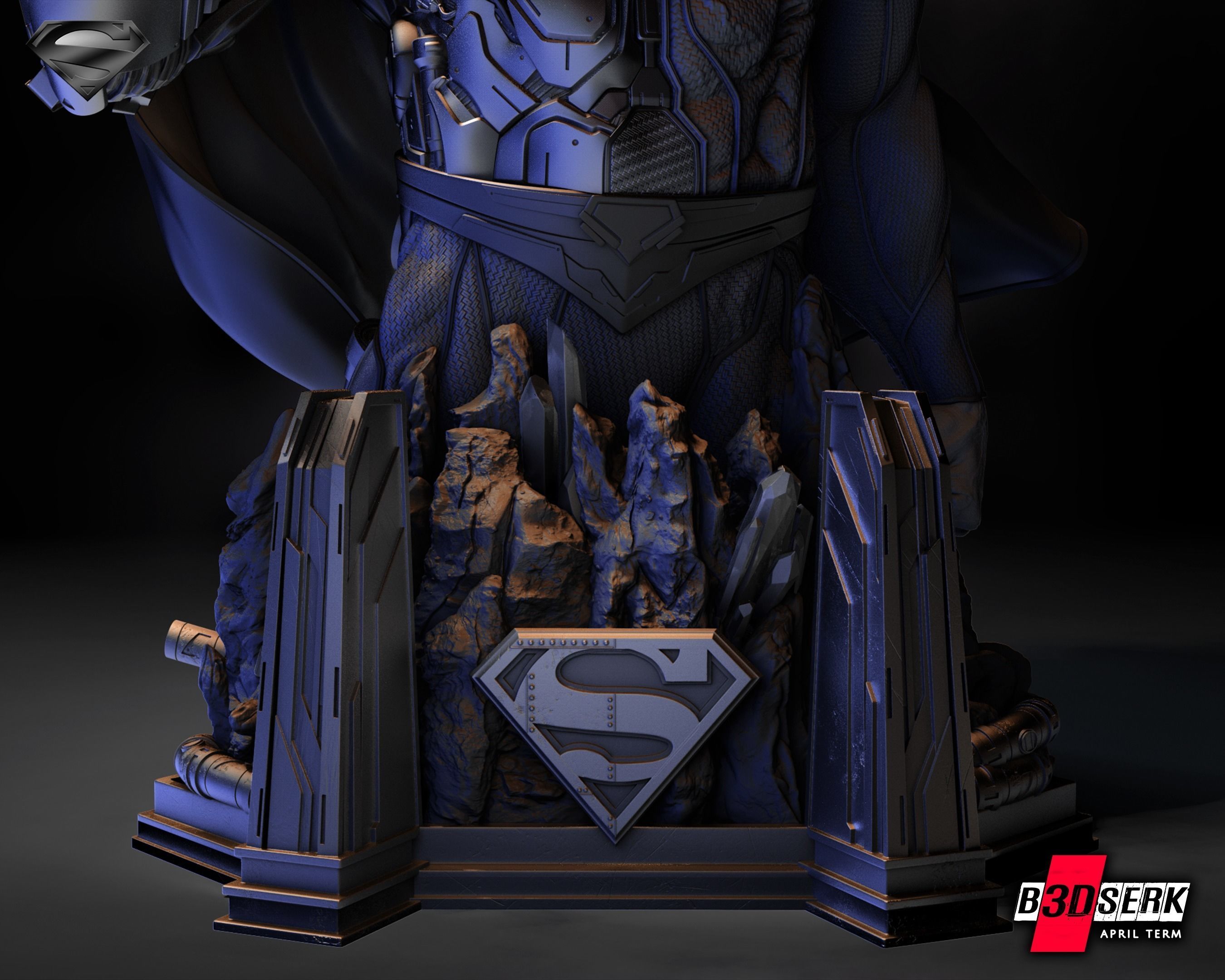 B3DSERK April term 2023 Superman Cyborg Bust 3D print model_2