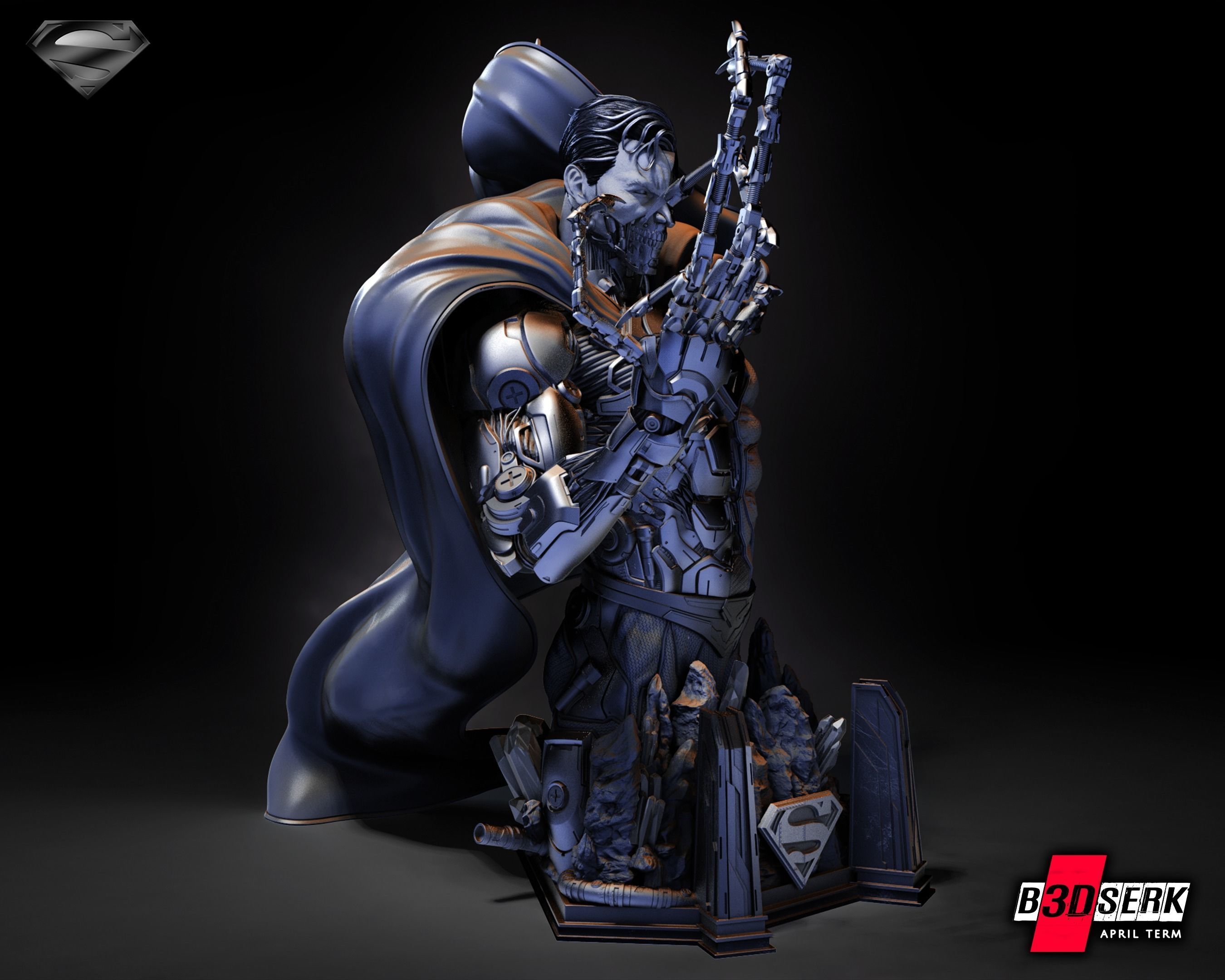 B3DSERK April term 2023 Superman Cyborg Bust 3D print model_1