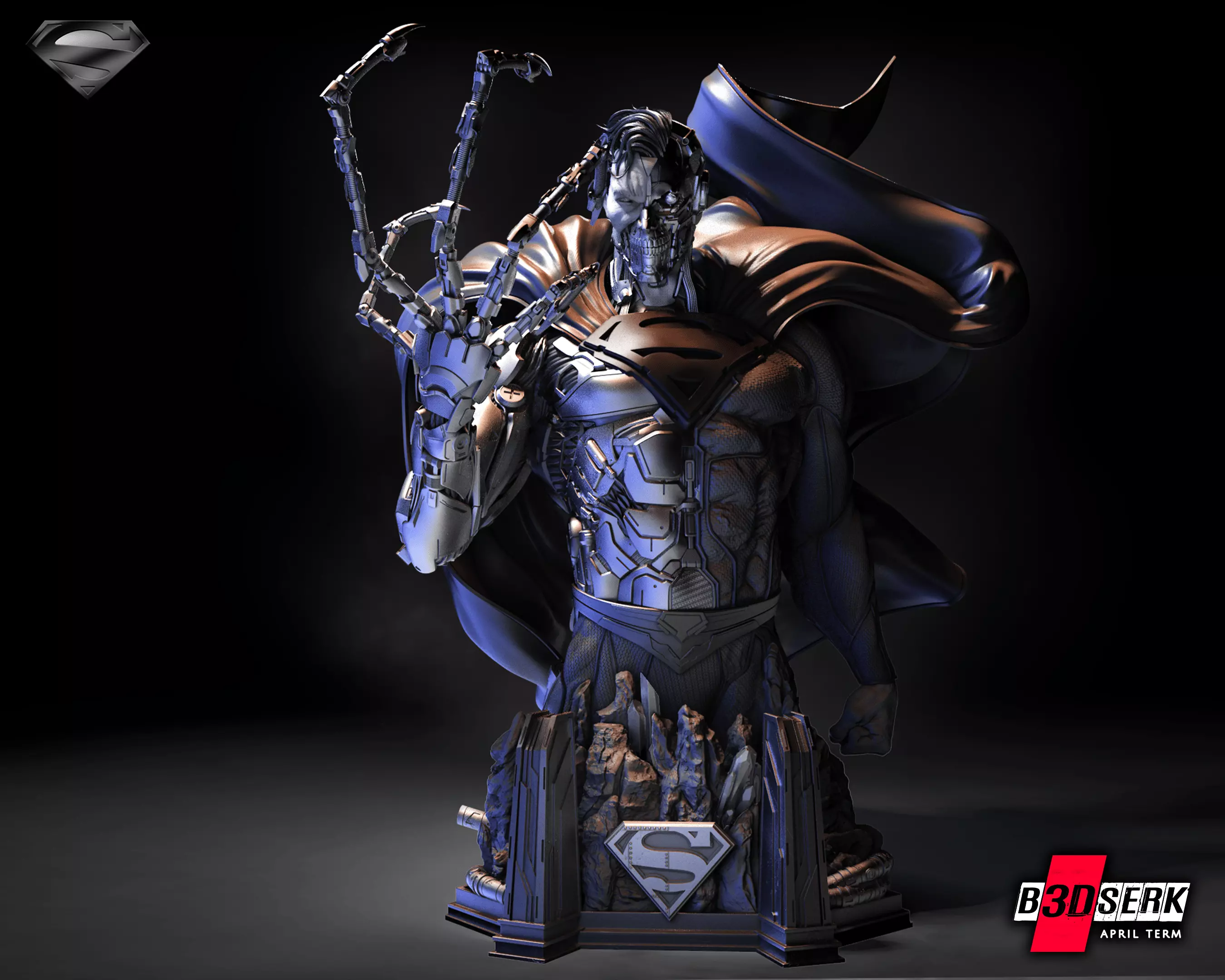 B3DSERK April term 2023 Superman Cyborg Bust 3D print model_0
