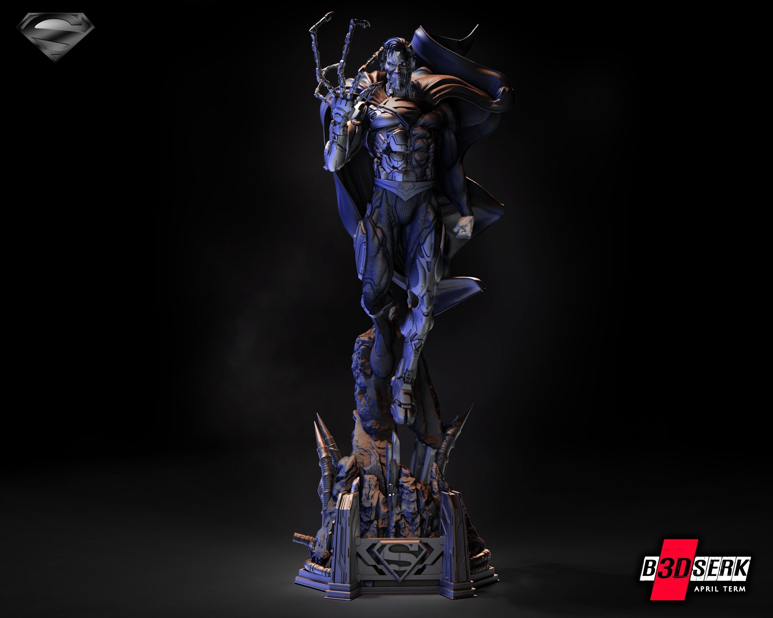 B3DSERK April term 2023 Superman Cyborg Bust 3D print model_3