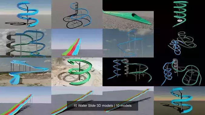 10 Water Slide 3D models 3D Model Collection