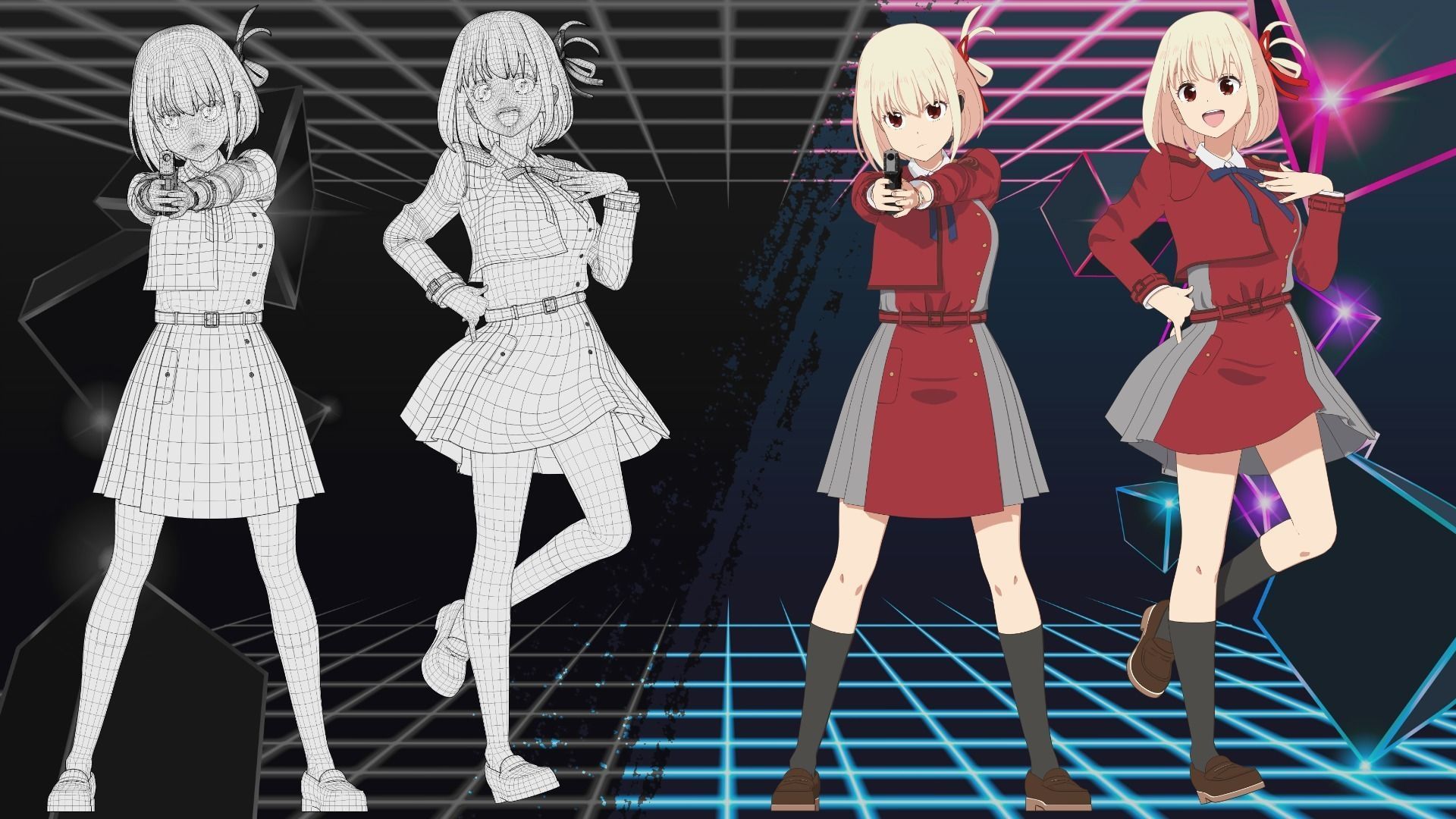 Nishikigi Chisato - Lycoris Recoil - Model 3D Blender 3D model_13