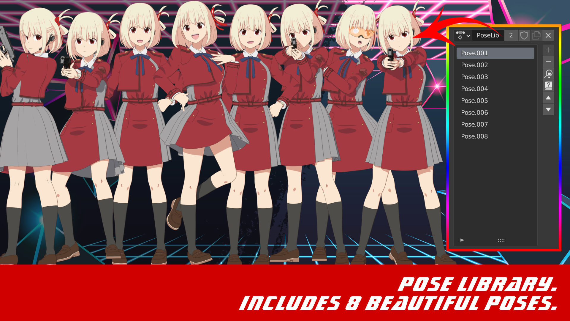 Nishikigi Chisato - Lycoris Recoil - Model 3D Blender 3D model_6