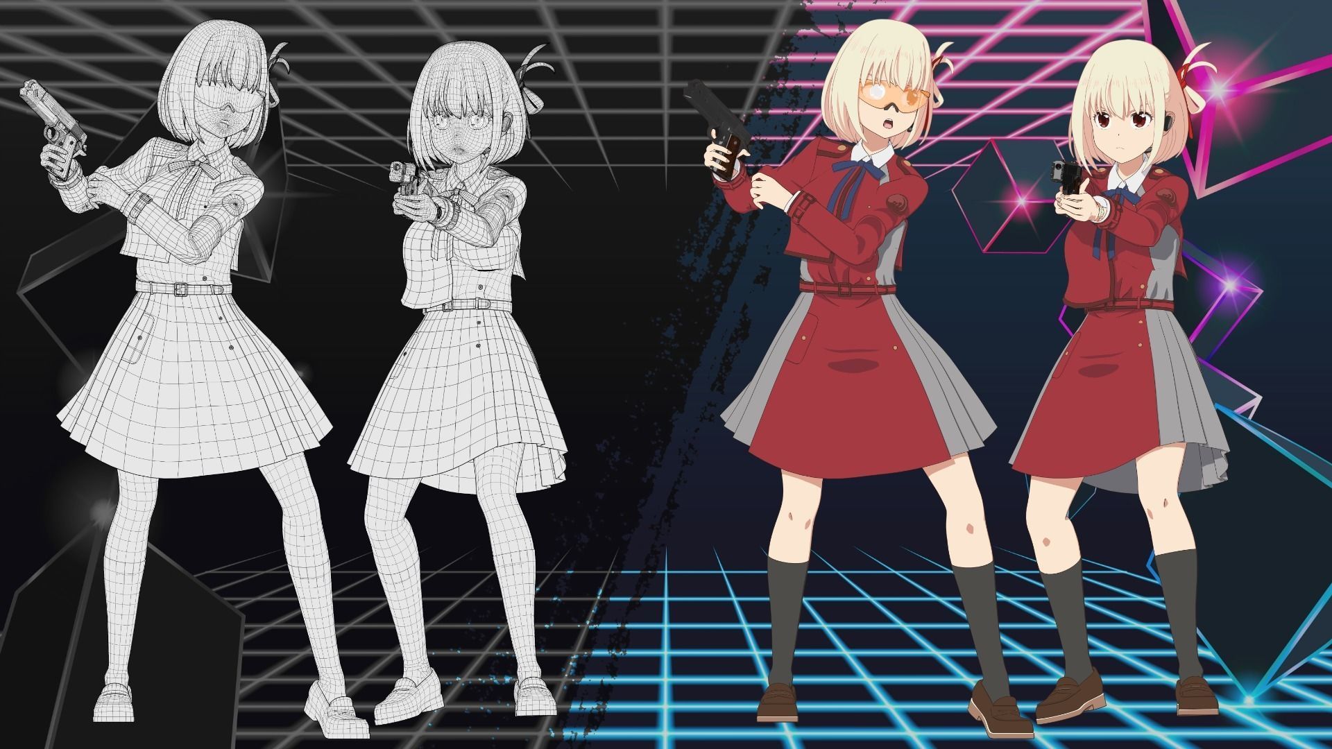 Nishikigi Chisato - Lycoris Recoil - Model 3D Blender 3D model_15