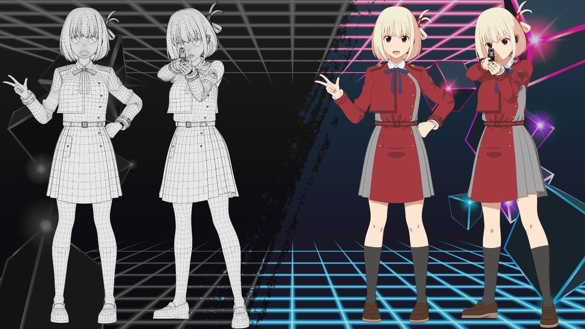 Nishikigi Chisato - Lycoris Recoil - Model 3D Blender 3D model_16