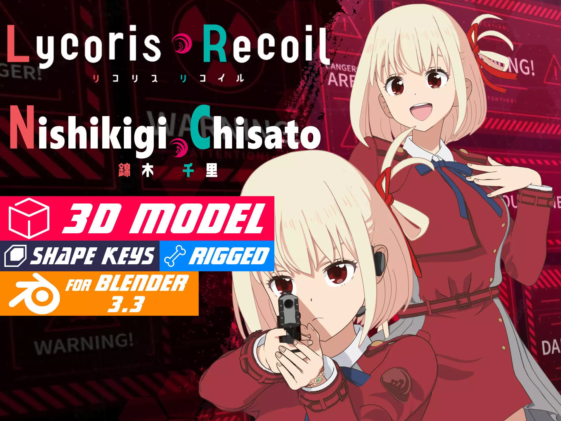 Nishikigi Chisato - Lycoris Recoil - Model 3D Blender 3D model_0