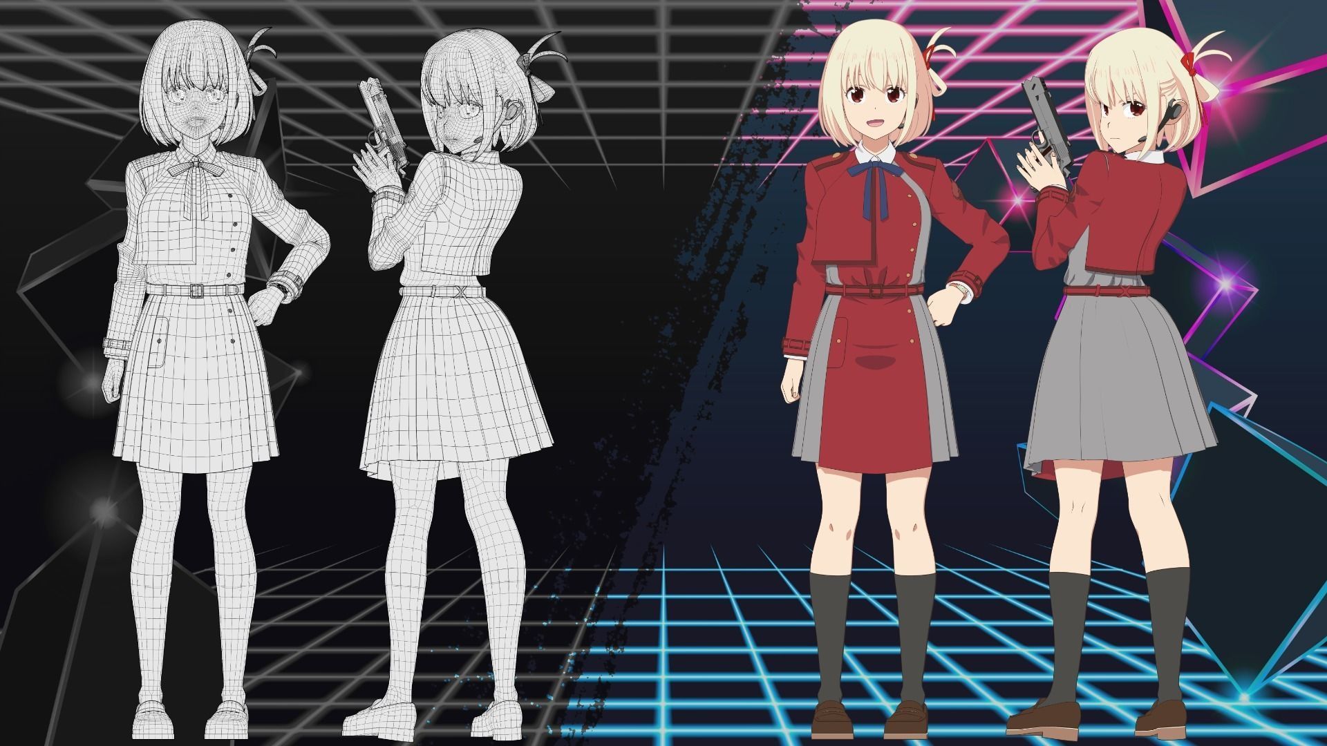 Nishikigi Chisato - Lycoris Recoil - Model 3D Blender 3D model_14