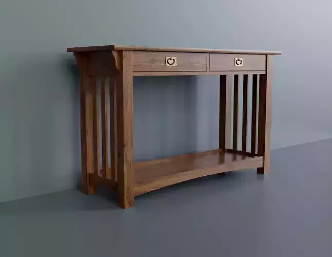 Wooden console table with drawers and shelf
