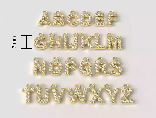 Diamond Alphabet Pendants - 7mm 3D print model
