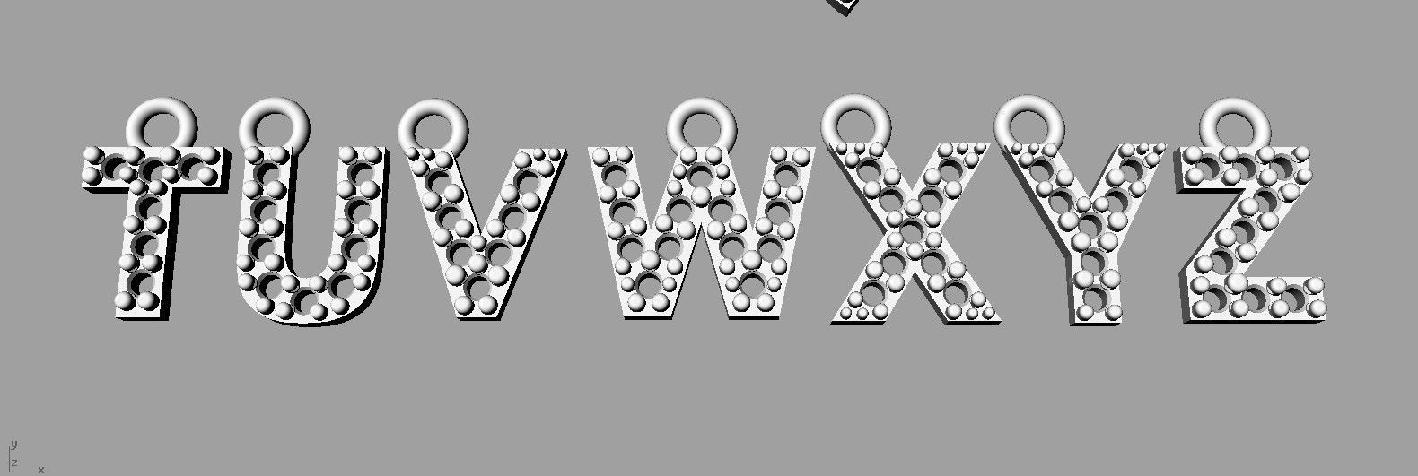 Diamond Alphabet Pendants - 7mm 3D print model_19