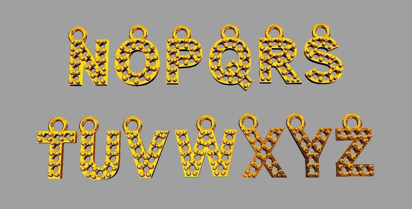 Diamond Alphabet Pendants - 7mm 3D print model_8