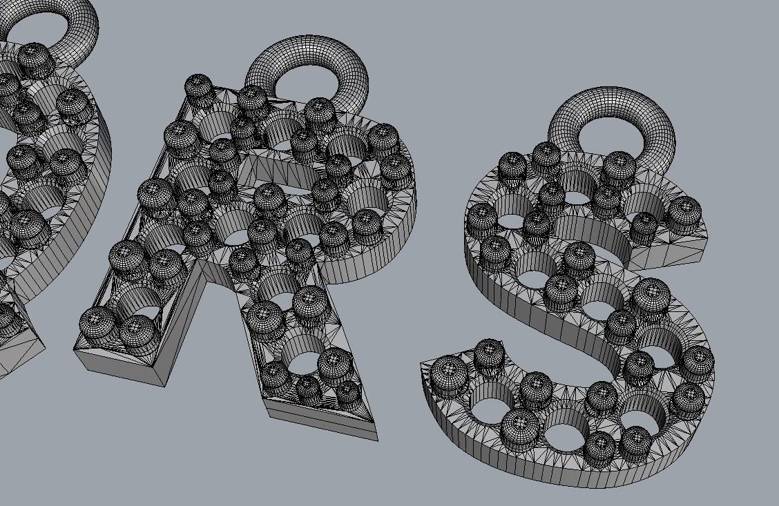 Diamond Alphabet Pendants - 7mm 3D print model_22