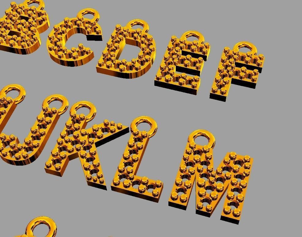 Diamond Alphabet Pendants - 7mm 3D print model_10