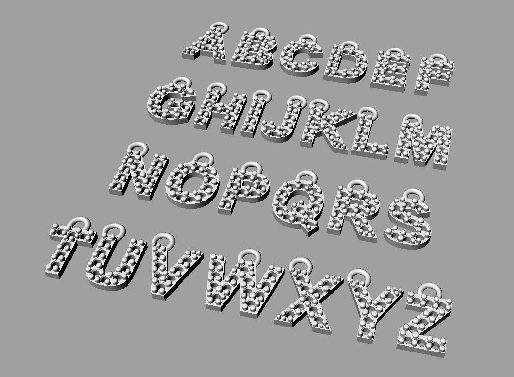 Diamond Alphabet Pendants - 7mm 3D print model_11