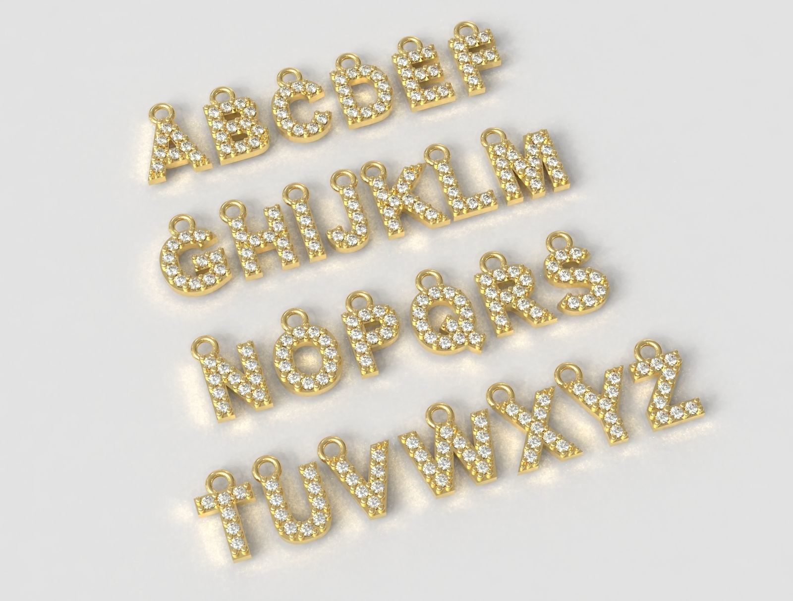 Diamond Alphabet Pendants - 7mm 3D print model_3