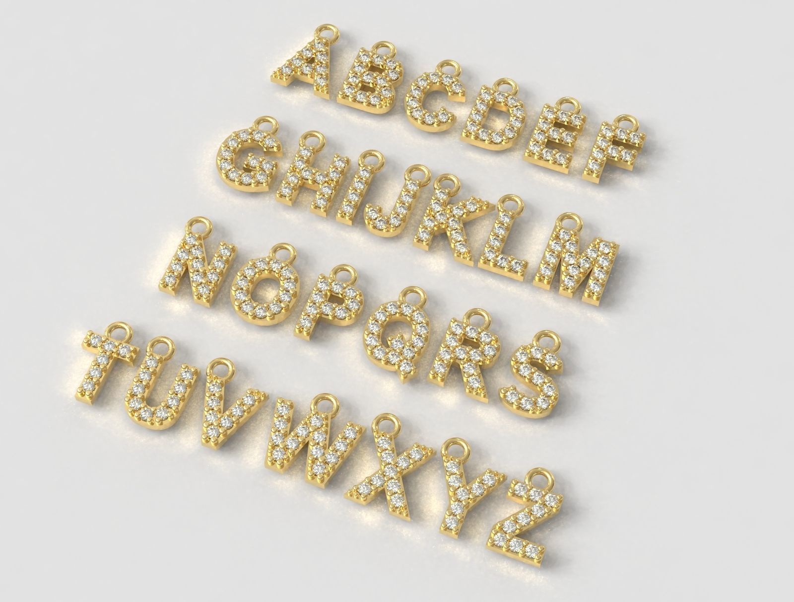 Diamond Alphabet Pendants - 7mm 3D print model_1