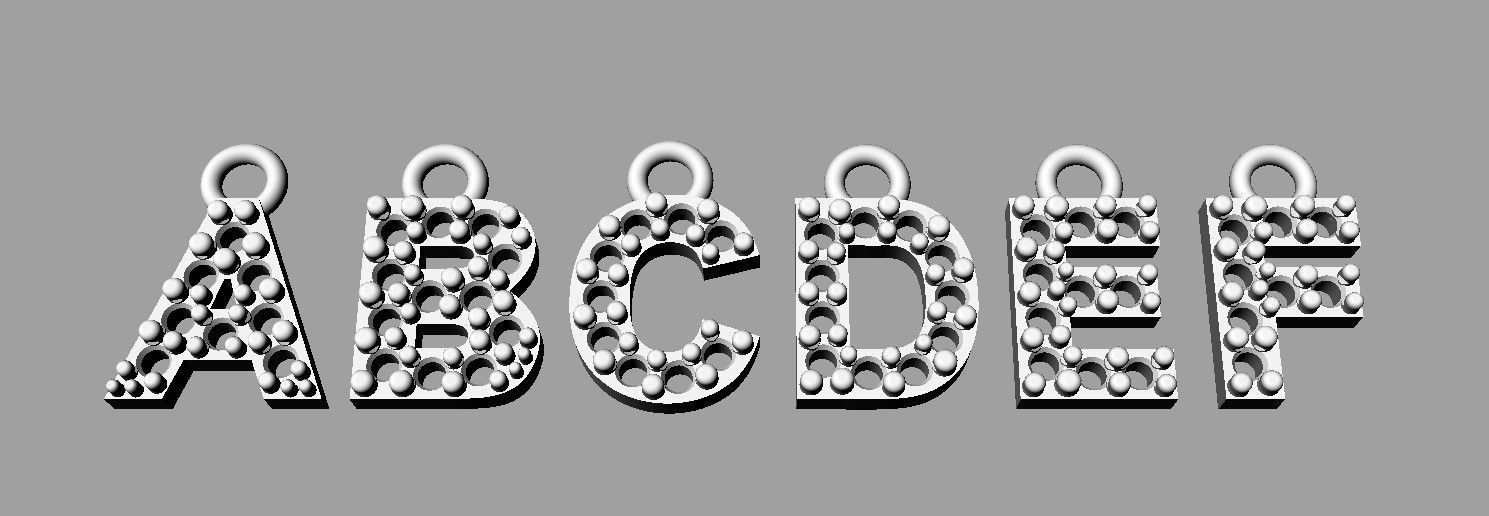 Diamond Alphabet Pendants - 7mm 3D print model_16