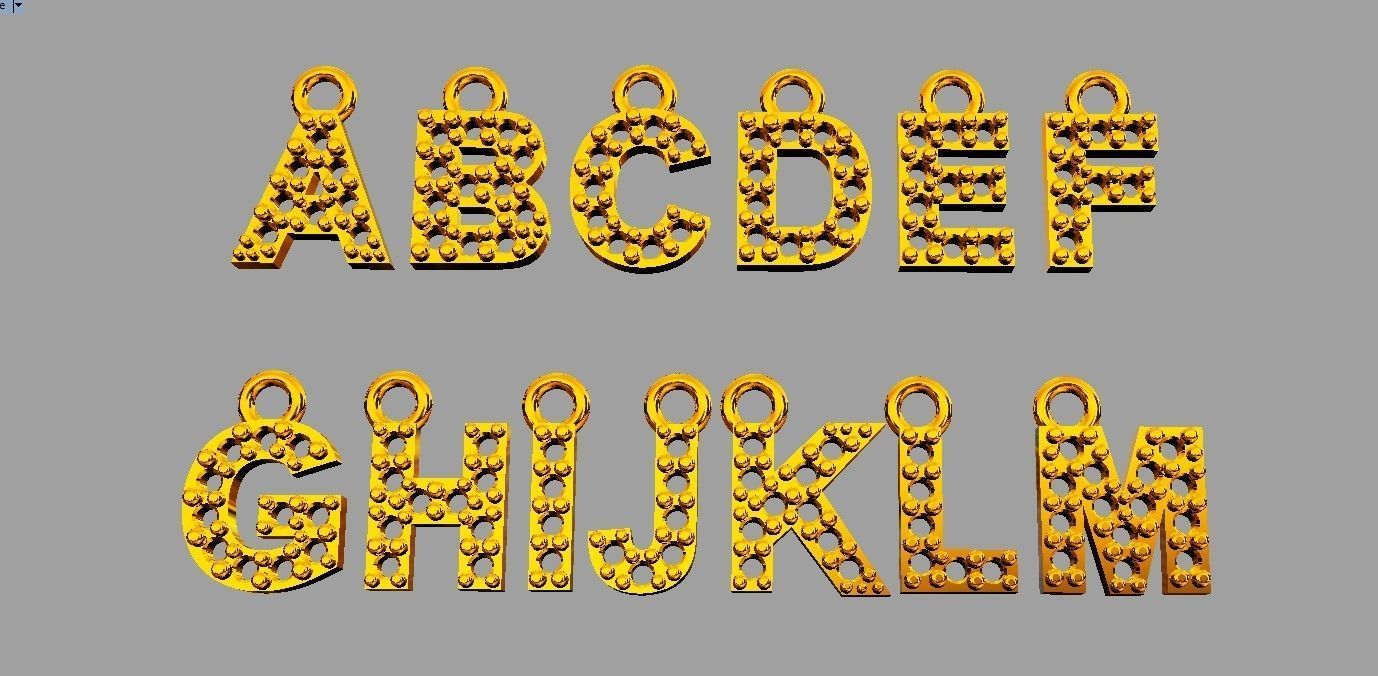 Diamond Alphabet Pendants - 7mm 3D print model_7