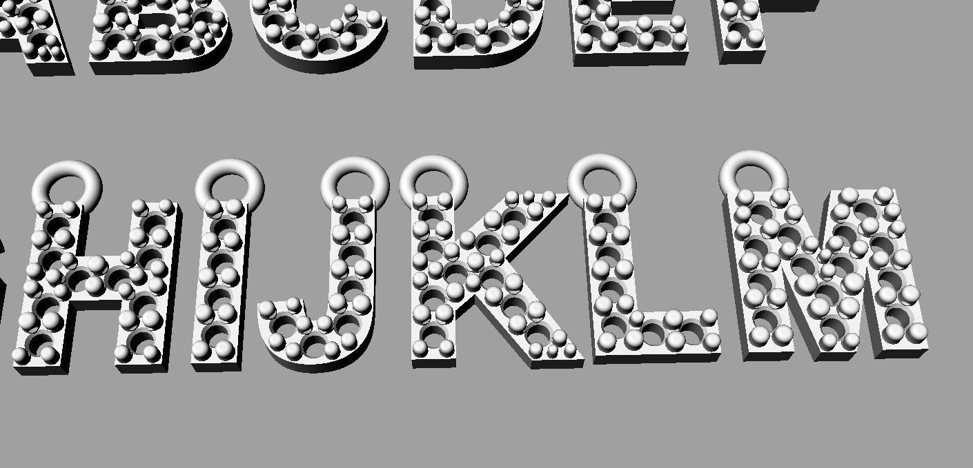 Diamond Alphabet Pendants - 7mm 3D print model_14